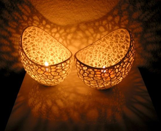 3D printed filigree double wall tea light holder