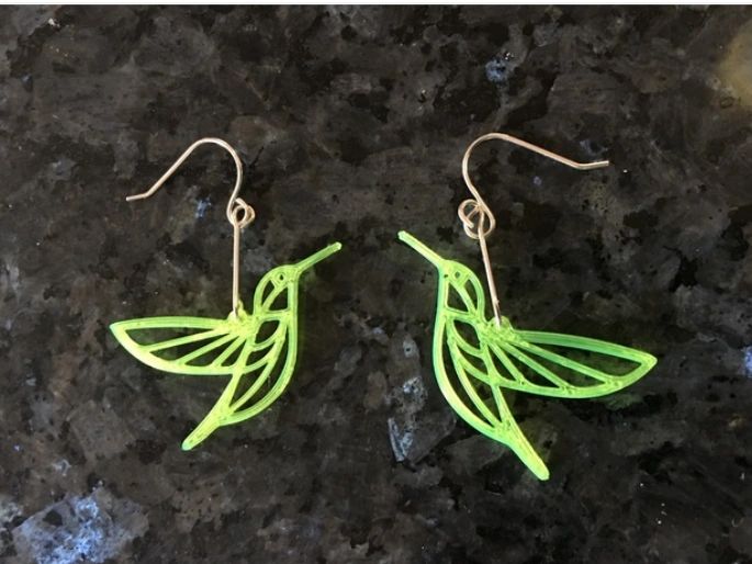 3D printed hummingbird earrings